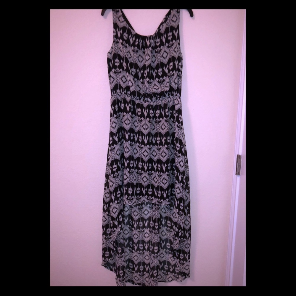 Black And White Silky High Low Dress